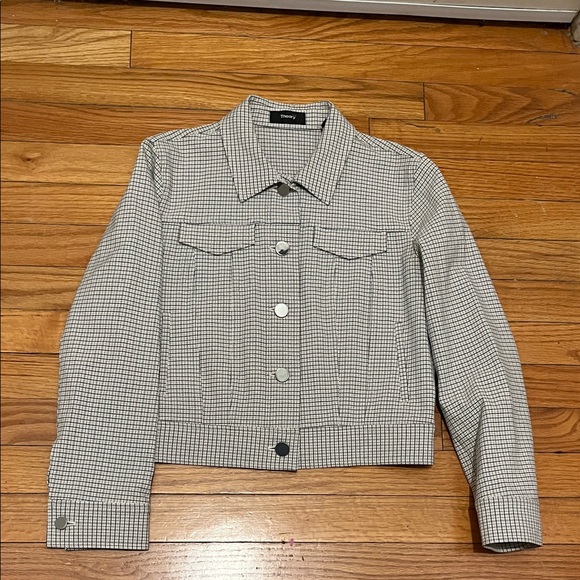 Theory Jacket Cropped Button-Front Denim - Picture 2 of 4